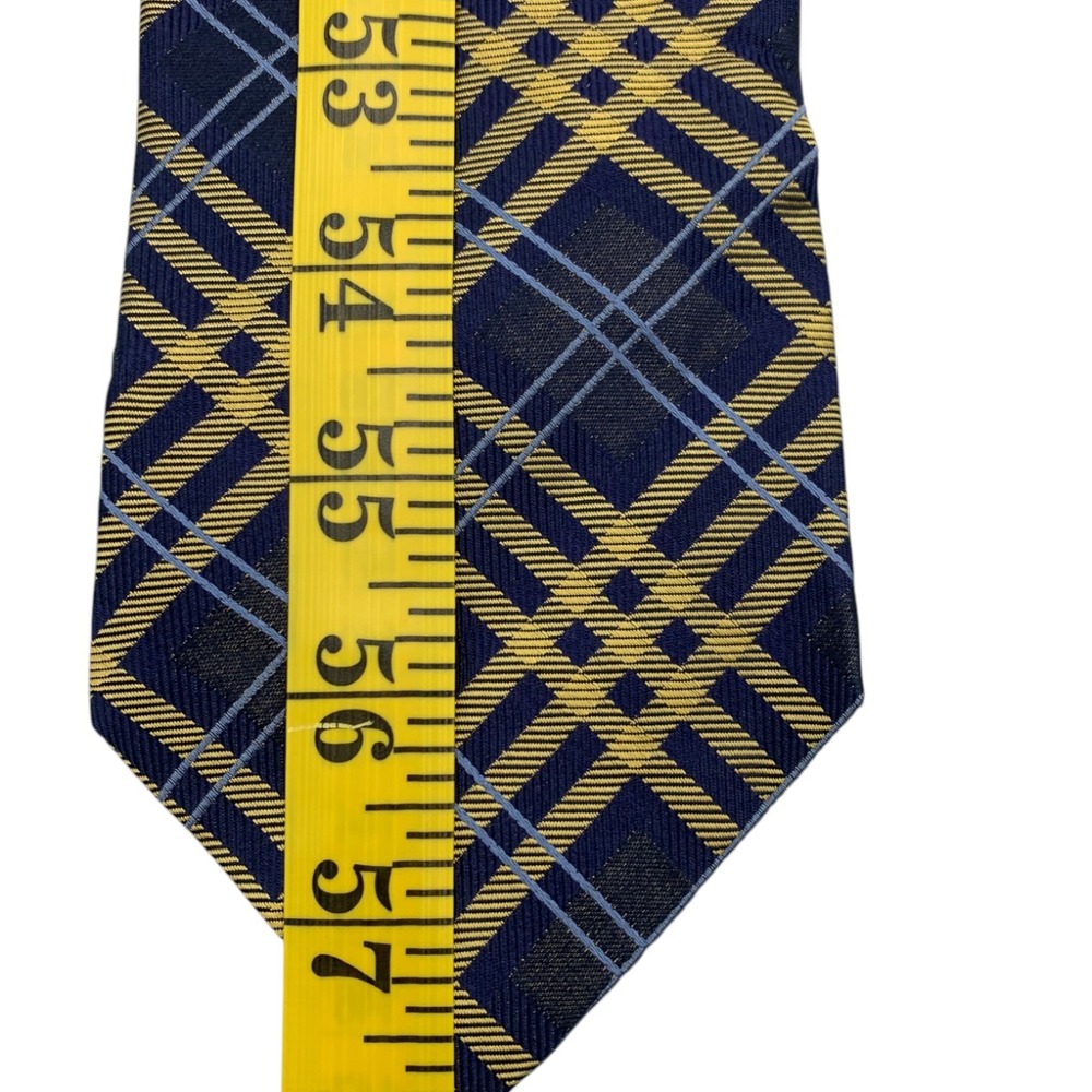 Bundle 2 Tommy Hilfiger‎ Mens Yellow Navy Silk Neckties Striped Plaid 57.5"L - Picture 11 of 11